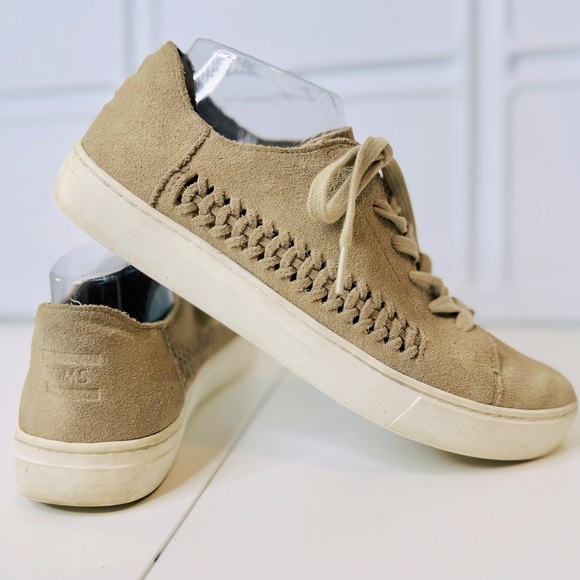 TOMS Lenox Suede Sneakers Desert Taupe SZ 10 EUC - Picture 6 of 16
